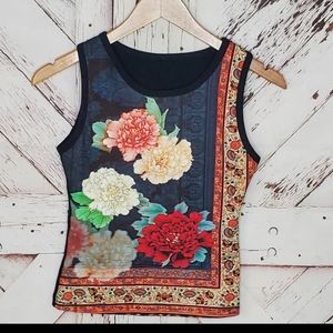 Kos Usa Floral Yoga Tank Top M